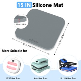 ARJudy Heat Press Mat Silicone 15"x15", Silicone Pad Heat Resistant 500°C/937°F, Washable Ironing Mat 0.31" Thick, Double Sided & No Smell for Craft Sublimation Ink Vinyl Transfer Iron On Projects