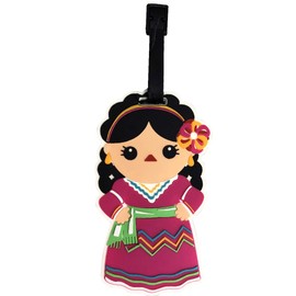 By Mexico Muñeca Jalisco Luggage Tag, Traditional Indigenous Mexican Doll Design