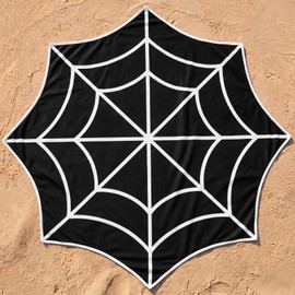 Breling Spiderweb-Shaped Beach Blanket 60 x 60 Inch Summer Halloween Beach Towel Fun Large Size Quick Dry Microfiber Material for Travel, Hiking, Camping, Summer Halloween Party Vacation Accessories