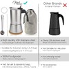 Milu Espresso Maker Suitable for Induction Hobs, 2/4/6 Cups, Stainless