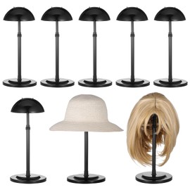 MAQUITA 6PC Wig Stand Base Adjustable Height (9.8"-18.9") Wig Head Stands Portable Non-Slip Sturdy Wig Holder Stands Travel Wig Stand for All Wigs - Black