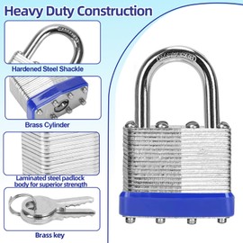 Padlocks with Same Key, LQYN 48 Pcs Laminated Keyed Padlock (1-9/16", 40mm),Keyed Alike Locks,Normal Shackle,for Storage Locker,Hasp Latch,Toolbox,Sheds