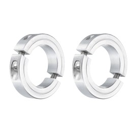 sourcing map 2Pcs Double Split Clamp-On Shaft Collar for 1-1/2" Shaft, Two-Piece Clamping Collar 2-3/8" OD, 9/16" Thickness, Aluminum Alloy Set Screw Split Collar Clamp
