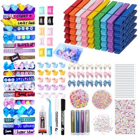 Cheer Pins Spirit Clips DIY Kit, 60 Wood Clothespins, Cheer Team Gifts
