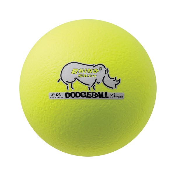 Champion Sports Rhino Skin Dodgeball (Single, Neon Yellow, 6")