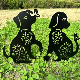QBMYCN Cat Metal Garden Stakes Decorative,2 Pack Black Cat Silhouette Statues,for Yard, Garden, Lawn Outdoor Decorations.Cat Lovers Gifts. (Black cat)