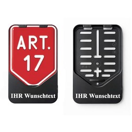 1 x License Plate Holder for Moped and Moped Cars (Suitable for Austria Standard Number Plate in Format 150 x 115 mm) with Desired Text White Direct Printed with UV Digital Print (with Desired Text)