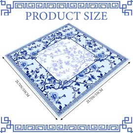 Sonwyoung 22 Inch Mini Chinoiserie Mahjong Mat for Travel Set Blue and White Floral Mahjong Mat Cute Small Domino Accessories Gifts Domino and Tile Game Table