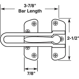 Prime-Line U 9900 Diecast Security Swing Bar Lock for Hinged Swing-In Doors, 3-7/8 Inch Bar Length by 2-1/2 Inch Height, Chrome, Set of 1