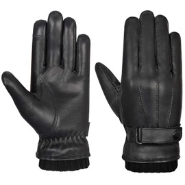 Mens Genuine Leather Gloves | Oro Gloves Men Winter Warm Gloves Touch Screen Fleece Lined Cold Weather Gloves Leather Driving Gloves Casual Outdoor Sports Gloves (XXL)