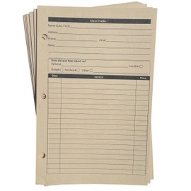 Tan Stylist Binder Insert Cards, Client Record Book Hair Stylist (100 per Pack, 5.5" X 8.5") for Salon, Spa, Hairdresser, Nail Salons (Tan)