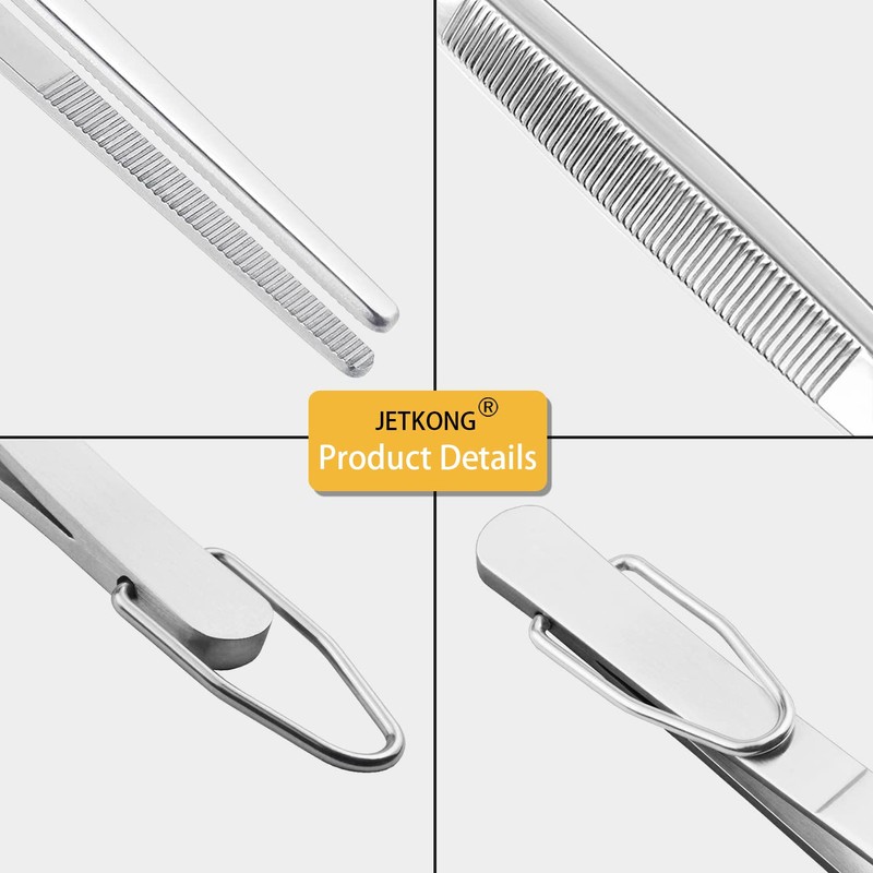 JETKONG Extra Long Kitchen Tweezers Heavy Duty Stainless Steel Cooking