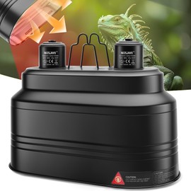 MIXJOY Dual Reptile Light Fixture, Max 160W Each Heat Lamp Fixture with Separate Switches, Fits Reptile Light/Heat Lamp/UVB Light for Lizards, Turtles, Snakes, and Amphibians