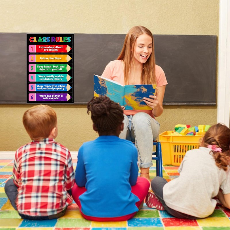 D4DREAM Classroom Rules Poster - 11.2''x16.5'' Colorful Classroom Educational Poster