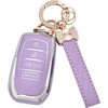 Key Fob Cover for Toyota - 4 Buttons Soft TPU Protection Case with Keychain for Crown Corolla Cross Grand Highlander Tundra Prius Venza Sequoia Land Cruiser Smart Remote Key Shells （Purpe）