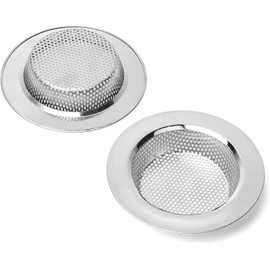 Qinglele 2pcs Kitchen Bathroom Sink Strainer, Stainless Steel Drain Filter, Thicker, Outer Diameter 4.4 Inch/112mm (Large Size)