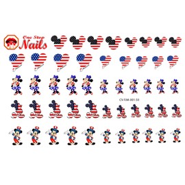 4th of July Mickey (Ver.1) Clear Vinyl Cut, Peel and Stick Nail Art Decals/Stickers by One Stop Nails.