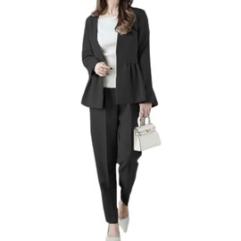 Yucahype Women's Top and Bottom Set, Long Sleeve, Tapered Pants, Jacket, Pants Suit, Formal, Feminine, Stylish, Clean, Body Cover, 20's, 30's, 40's, 50's, School Entrance Ceremonies, Graduation