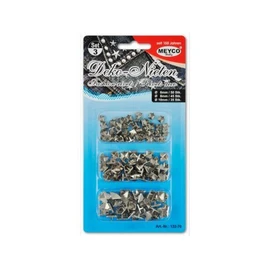 Meyco Pyramid Rivets Silver Approx. 130 Pieces Assorted Diameter 6 mm 8 mm 10 mm