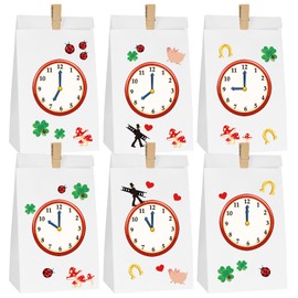 BOFUNX 6pcs New Year's Eve Countdown Bags with 6pcs Countdown Stickers and 6pcs Clips Lucky Charm Stickers New Year's Eve Bags for Children New Year's Eve Party New Year's Eve Game
