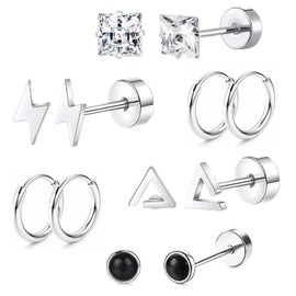 12-Piece Set Medical Stud Earrings Surgical Steel Surgical Steel Earrings Health Stud Earrings Medical Earrings Surgical Steel Women's Surgical Steel, Stainless Steel