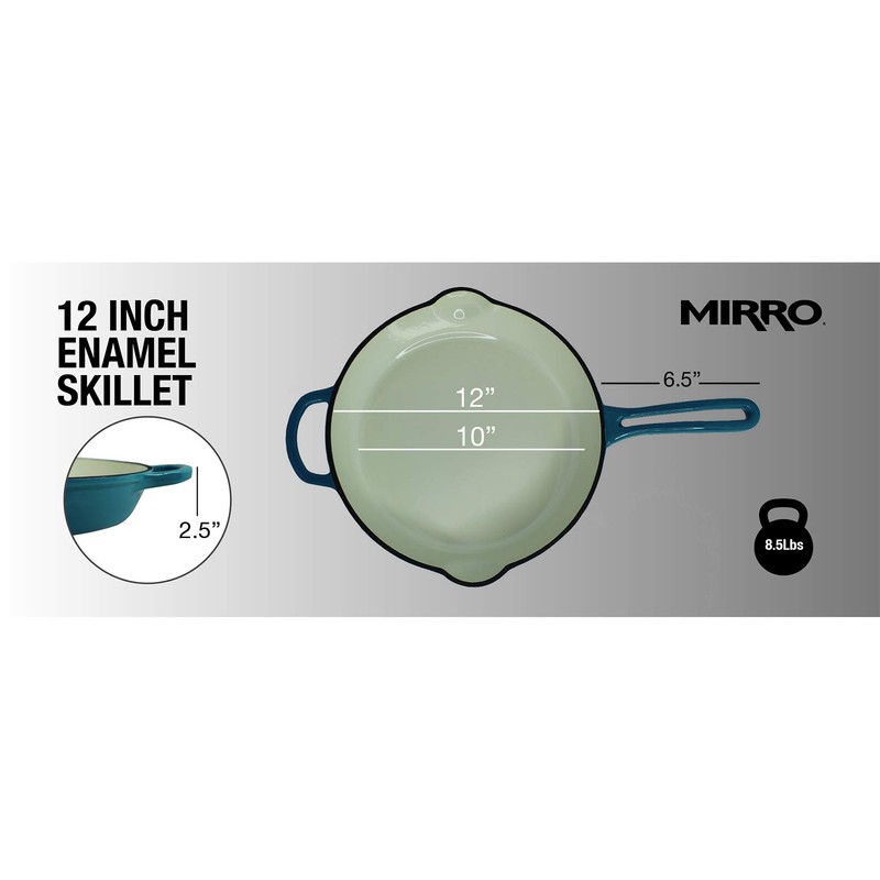 Mirro MIR-19061 12" Cast Iron Skillet, 12 Inch, Teal