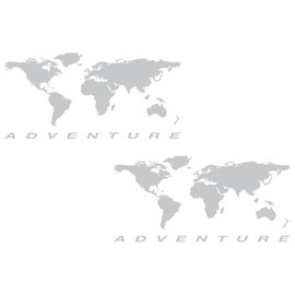The Pixel Hut gs000038b Adventure Motorcycle Decal Kit "World Adventure Map" for Touratech Panniers - Silver