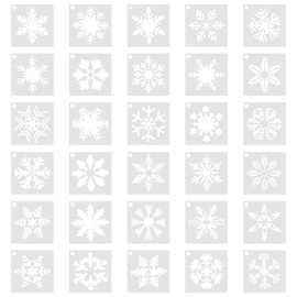 Jmkcoz 30 Pcs Christmas Snowflake Stencils Template, Winter Snow Window Template Xmas Snowflake Stencils for Painting Drawing Spraying on Wood Glass Wall Door Card Snow Flake DIY Craft