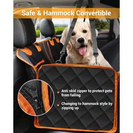 Victoper Dog Seat Cover for Cars Back Seat, 600D Heavy Duty Waterproof Pet Seat Covers with Storage Pocket, ScratchProof Nonslip Dog Car Hammock with Side Flap, Backseat Protector for Car Trucks SUVs
