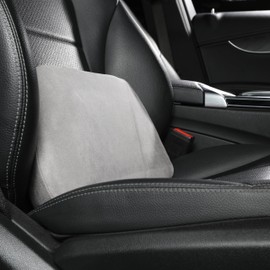 POKSRI 1P Lumbar Support Pillow,15.5x8.7 Memory Foam,Superfiber Suede,Drive car Back Pillows,seat,Office,Rest,Improve Posture(Grey)