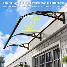 MKORMK Aluminum Bracket Awning Canopy - Black Exterior Window & Door Cover for Sun, Rain, Snow Protection, Easy Installation for Terraces, Bedrooms & Entryways