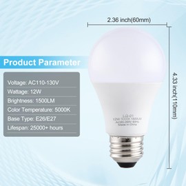 LQ BSDERA 4PK Garage Door Opener Light Bulbs, 5000K Daylight, 1500LM Ultra Bright, Minimize Interference, Compatible with Most Garage Door Openers, 12W, 120V, A19 Bulbs with E26 Base