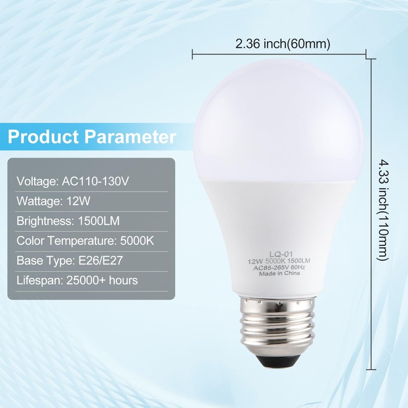 LQ BSDERA 4PK Garage Door Opener Light Bulbs, 5000K Daylight,