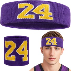 Xohairp Sweatbands Set for Men Women, Athletic Headband Wristbands Set, Absorbing Wrist Sweatband Headbands, Sports Sweat Bands for Basketball, Baseball, Tennis, Soccer Yoga, Gym（Purple）