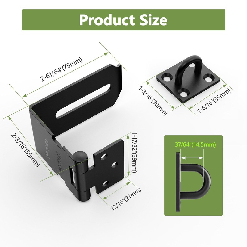 Anobeyi Door Hasp Latch, 90 Degree Padlock Hasp Lock, 304