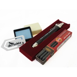 KOH-I-NOOR 5311 5.6mm Diameter Mechanical Clutch pencil set 4864/4B leads, eraser and paper clip