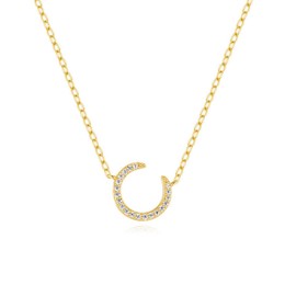 KUNASSHIR 14K Gold Plated Chain Necklace Sterling Silver Necklace with Shinny CZ Gold Ring Necklace for Woman
