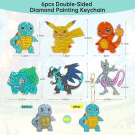 GOACRS Diamond Painting Children's Keyring Pendants, Pack of 6 Double-Sided 5D Diamond Painting Keychain, Small DIY Diamond Painting Key Ring, Mosaic Crafts for Boys Girls Gifts