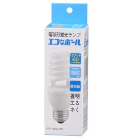 オーム電機 電球型蛍光灯 エコなボール 60W形 口金E26 昼光色 スパイラルタイプ EFD15ED/12N EFD15ED/12N