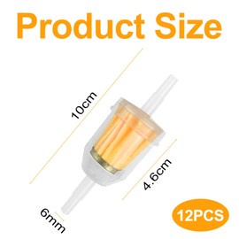 Cigrubo Pack of 12 Universal Fuel Filter Diesel Petrol, Petrol Filter Moped 6 mm, Diesel Filter, Diesel Fuel Filter, Petrol Filter Lawn Mower Motorcycle for Motorcycles Petrol Engines Machines