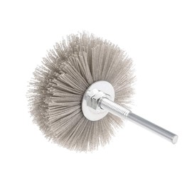 sourcing map Nylon Brush Attachment Disc Brush Wire Disc Brush 320 Grains with Shaft Diameter 6 mm