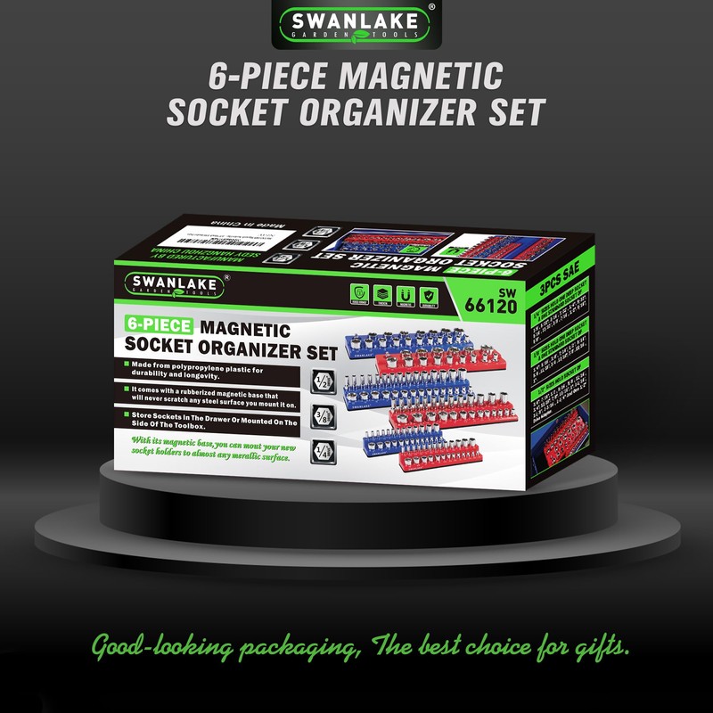 Magnetic Socket Organizer Set, 6PCS Magnetic Socket Holder, 1/4", 3/8",
