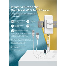 VONETS Industrial Dual Band 2.4GHz/5GHz WiFi Serial Port Server/WiFi Bridge Wireless Repeater Mini Router, WiFi Signal Extender Hotspot Cover for Medical Devices, AGV, Network Devices VAP11S-D232