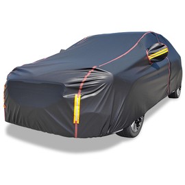 Car Cover Waterproof All Weather, 6 Layers Full Exterior Covers with Zipper Cotton, Mirror Pocket. Outdoor Car Cover UV Snow Rain Wind Dust All Weather Outdoor Protection for SUV (185-190 inch)