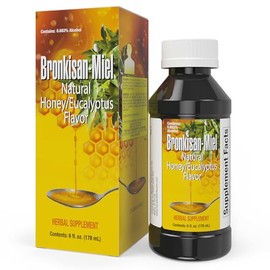 Bronkisan-Miel, Cough Relief, Soothing, Lasting Comfort, Natural Honey/Eucalyptus Flavor (6 Fl Oz/Pack of 1)