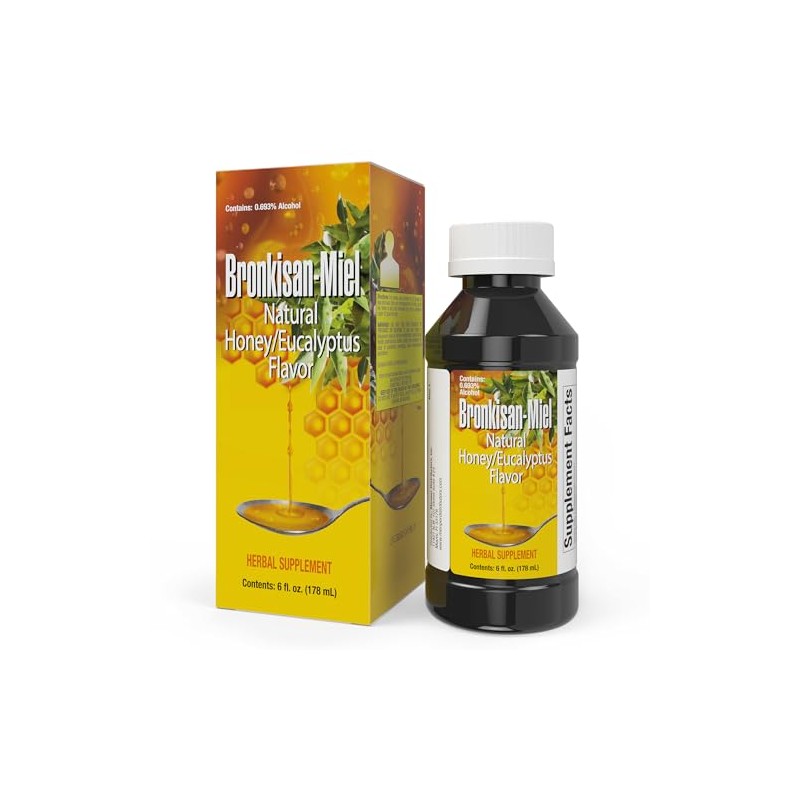 Bronkisan-Miel, Cough Relief, Soothing, Lasting Comfort, Natural Honey/Eucalyptus Flavor (6