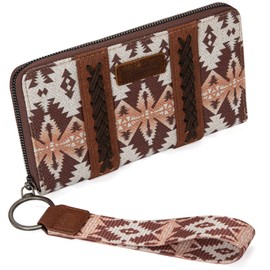 Wrangler Wristlet Western Wallet Boho Aztec Credit Card Holder for Women Light Coffee Minimalist WG2203-W006LCF