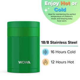 WOWA 300ml Kids Stainless Steel Flask for Hot & Cold Food with Spoon - Wide Mouth 100% Leakproof Food Flasks for Hot Food Kids - Easy Open Lid Insulated Thermo Food Jar for Children…