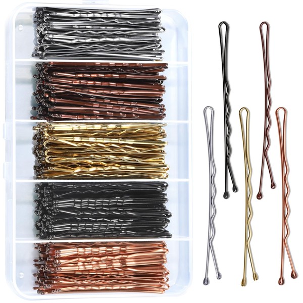 Teenitor 250count Bobby Pins, 2.75inch Large Bobby Pins, Bobby Pins Brown Black Blonde Silver for Women Girls, Large Bobby Pins for Thick Hair, Hair Pins 5 Colors