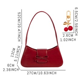 JeVenis Cherry Red Shoulder Bags for Women Cherry Keychain Leather Purse Small Handbag Crossbody Bags Fashion Clutch Purses